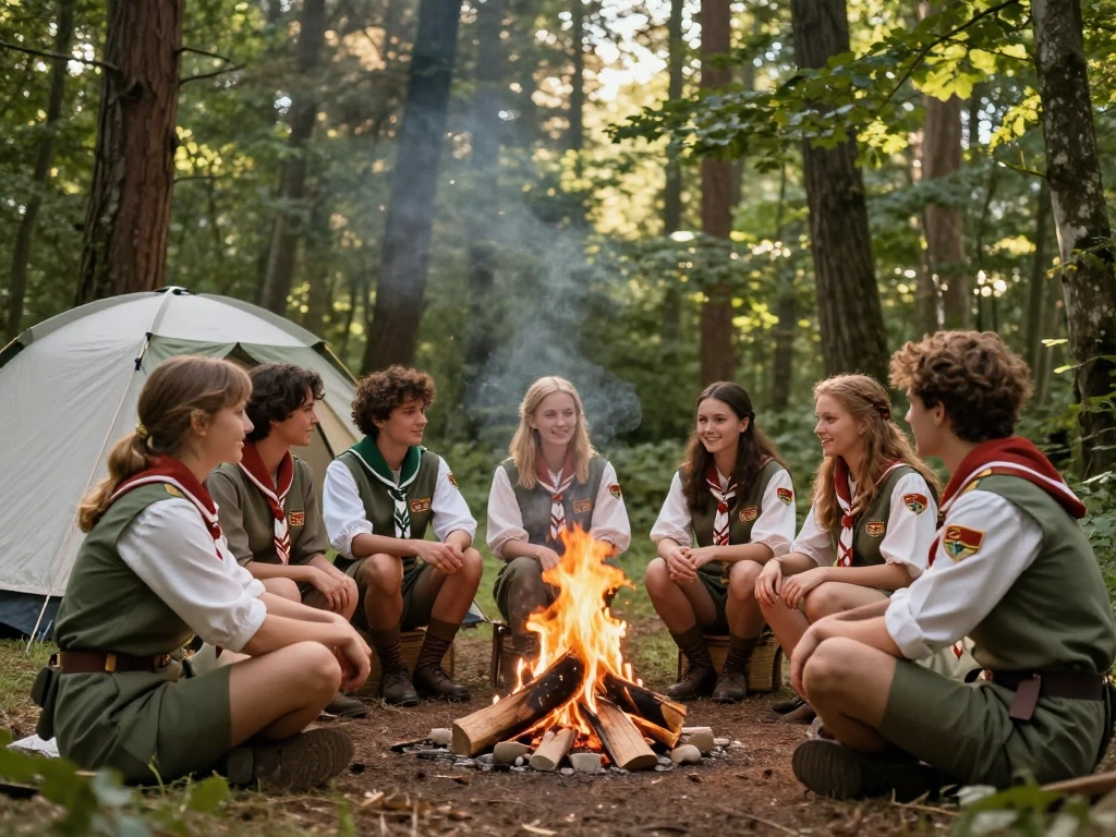 Jugendgruppe am Lagerfeuer